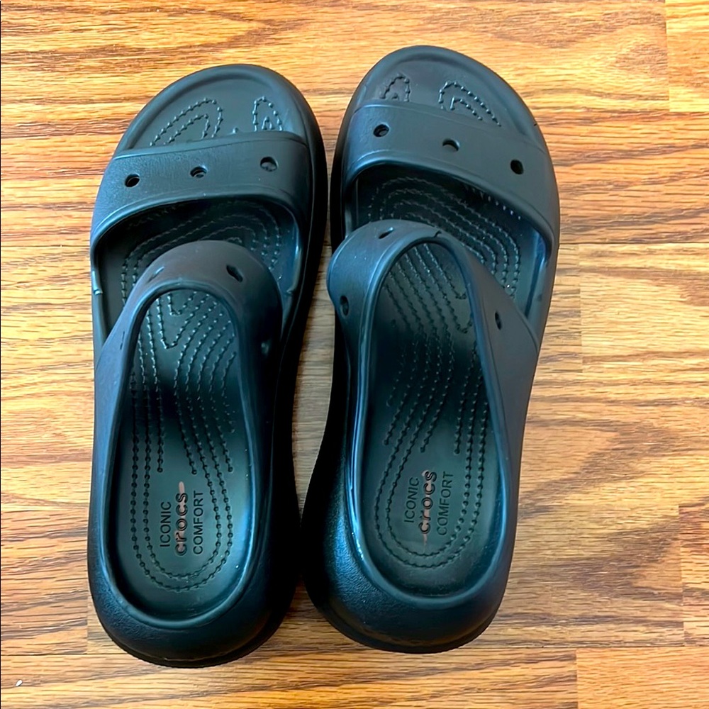 NEW Crocs Black Slide Sandals size M6, W8 - Picture 2 of 12